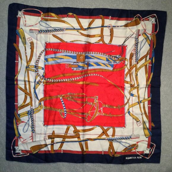 Vintage Equestrian F/A Scarf Korean Airlines - Picture 1 of 2